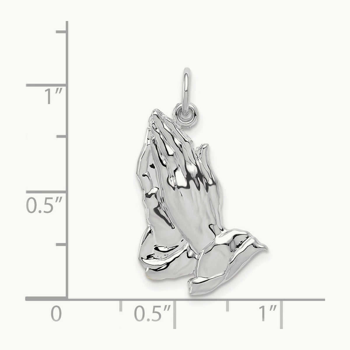 Praying Hands Pendant — 14K White Gold