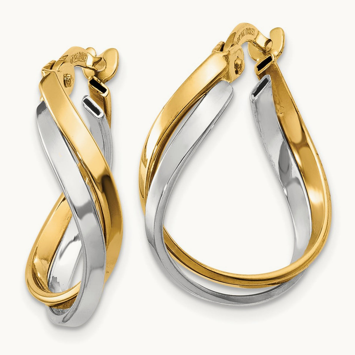 Polished Twisted Hoop Earrings — 19mm