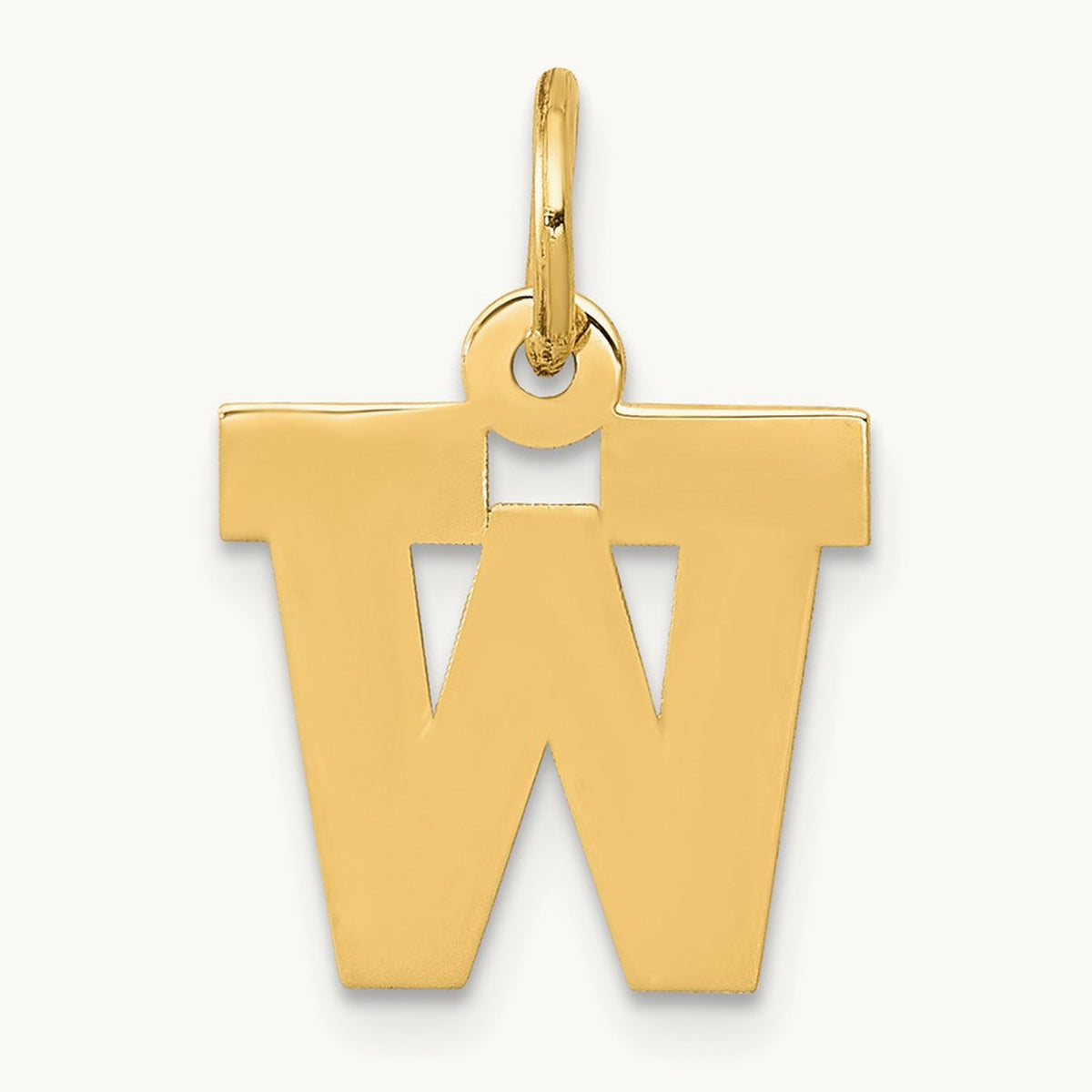 Small Block Initial Charm — 14K Yellow Gold, W