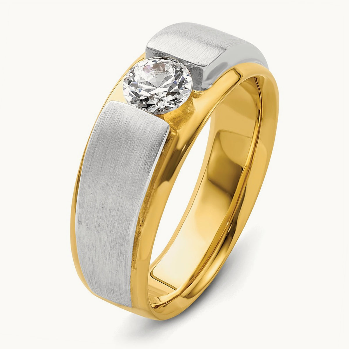Satin Men's Ring, 0.75 ct tw Lab-Grown Diamond