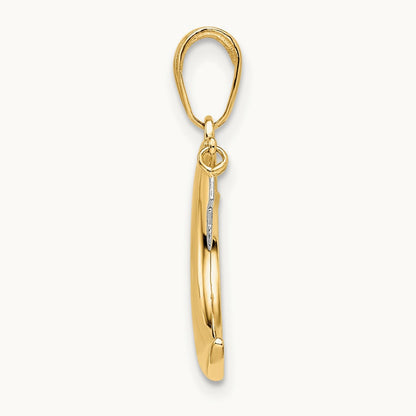 & White Rhodium Moon w/ Dangle Star Pendant, 14K