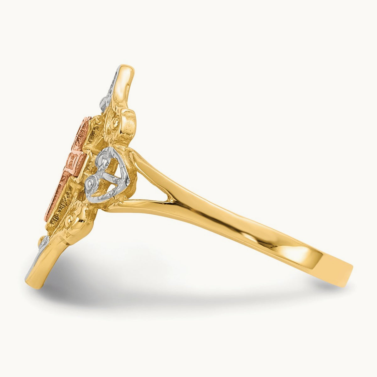w/White Rhodium Cross Ring, 14K Two-tone