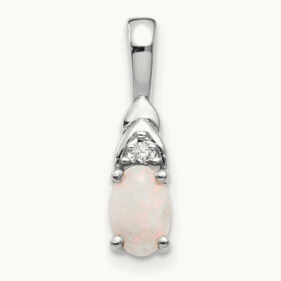 Opal and Diamond Pendant — 14K White Gold