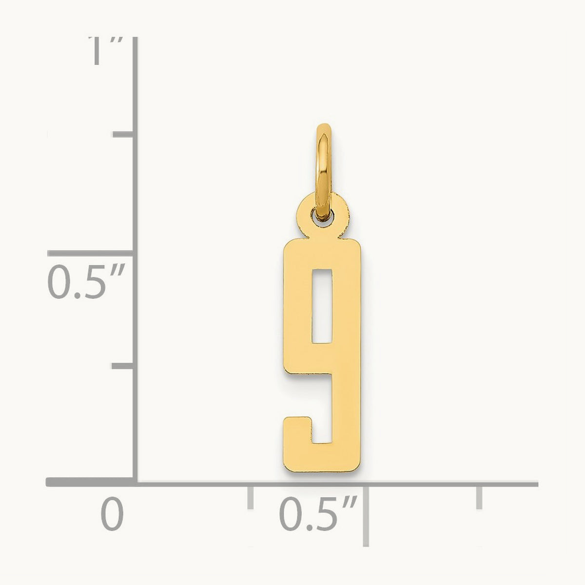 Small Elongated Number 9 Charm, 14K