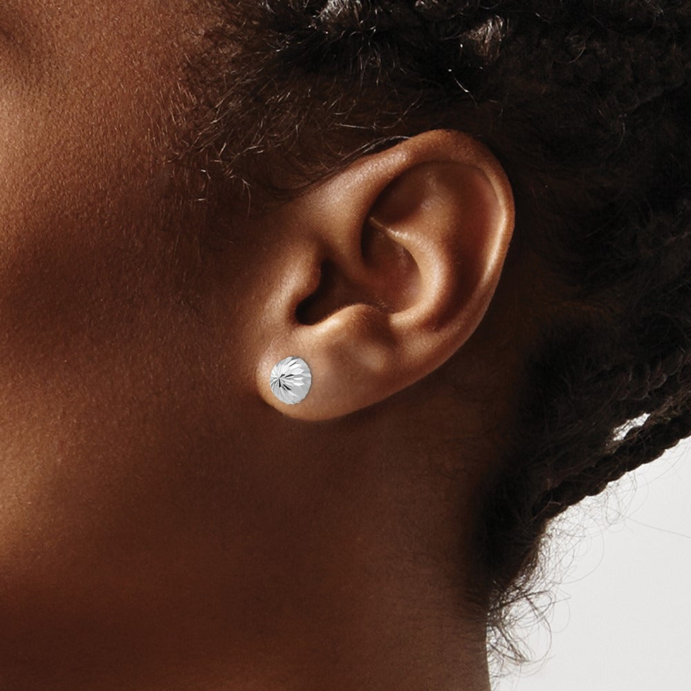 Polished & Diamond-Cut Half Ball Post Earrings — 8mm