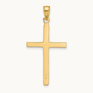 Satin Finish Accent Stick Cross Pendant, 14K
