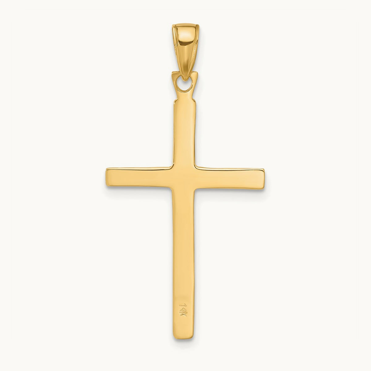 Satin Finish Accent Stick Cross Pendant, 14K