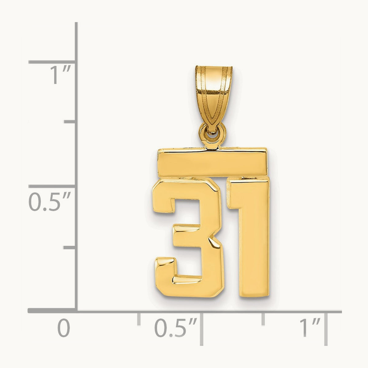 Small Polished Number 31 Charm, 14K