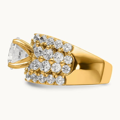 Round Engagement Ring, 6.25 ct tw Lab-Grown Diamond — 14K Yellow Gold