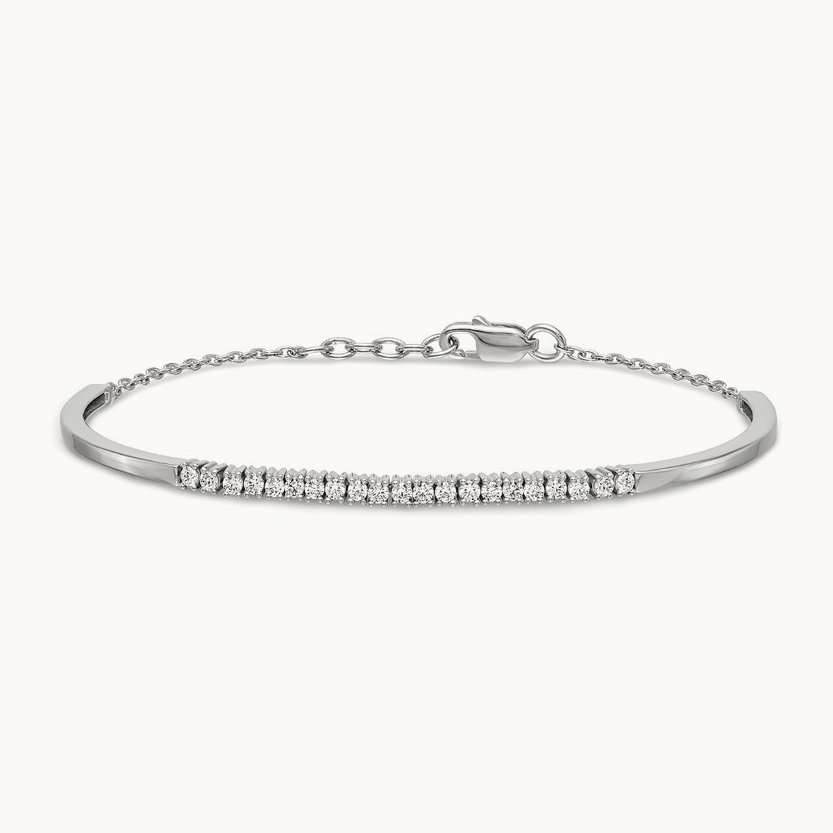 Diamond w/.25 In Ext Bangle Bracelet, 14K White Gold