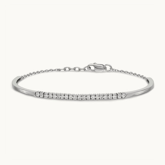 Diamond w/.25 In Ext Bangle Bracelet, 14K White Gold