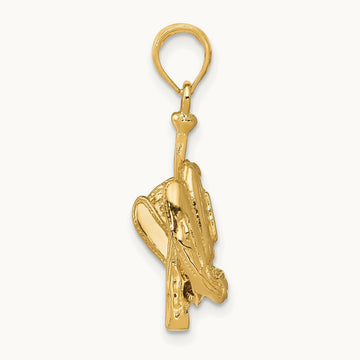 Polished 3-D Glove/Bat/Baseball Pendant