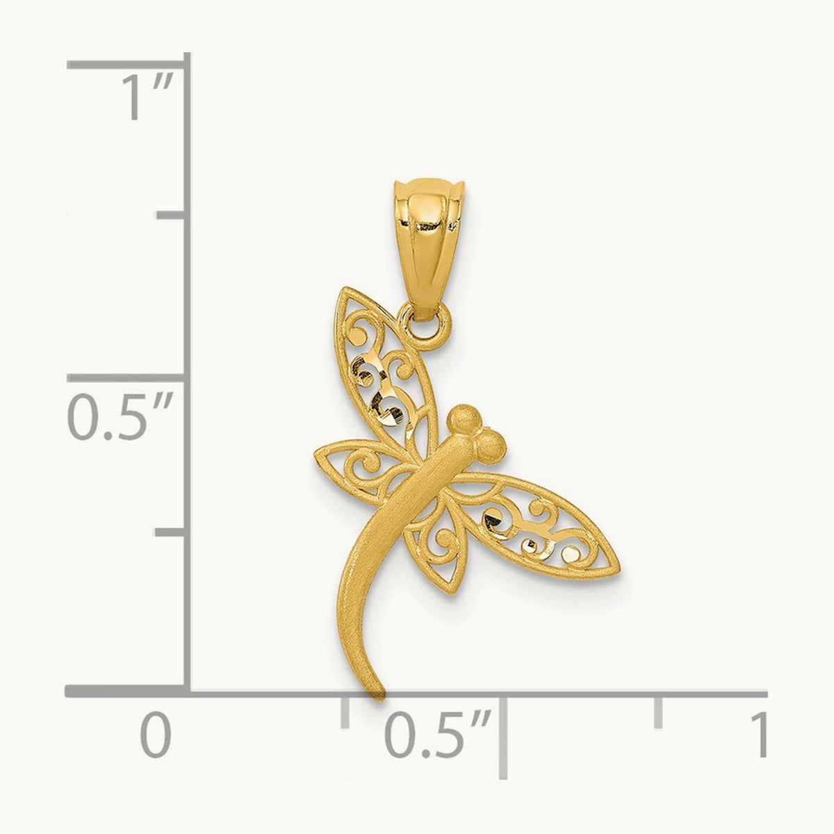 Satin Diamond-cut Dragonfly Pendant, 14K