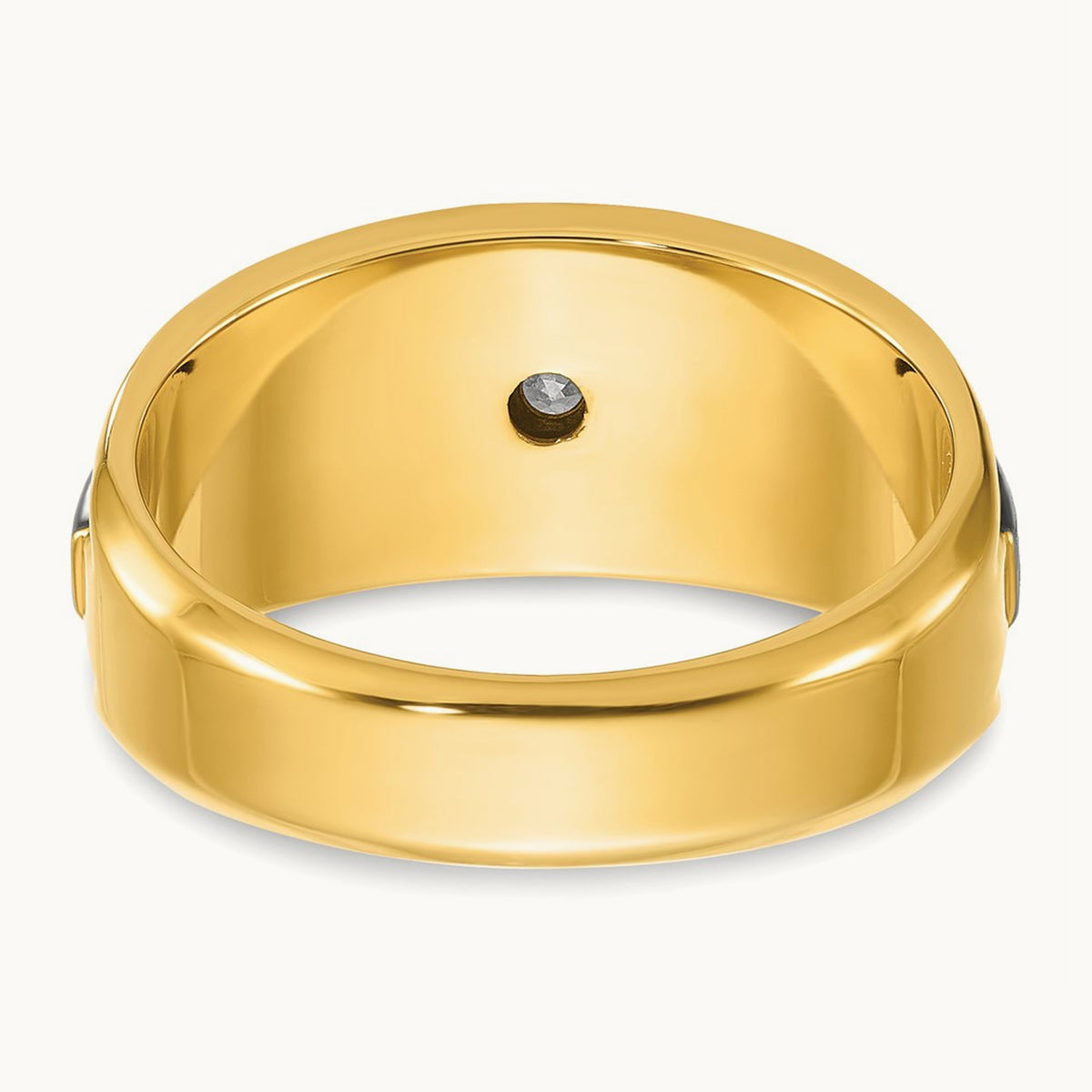 IBGoodman Men's Polished and Satin Diamond Complete Ring, 14K Two-tone