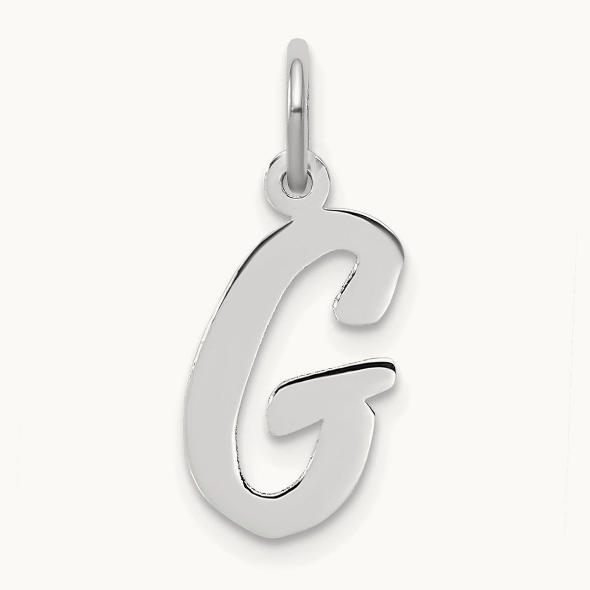 Medium Script Initial Charm — 14K White Gold, G