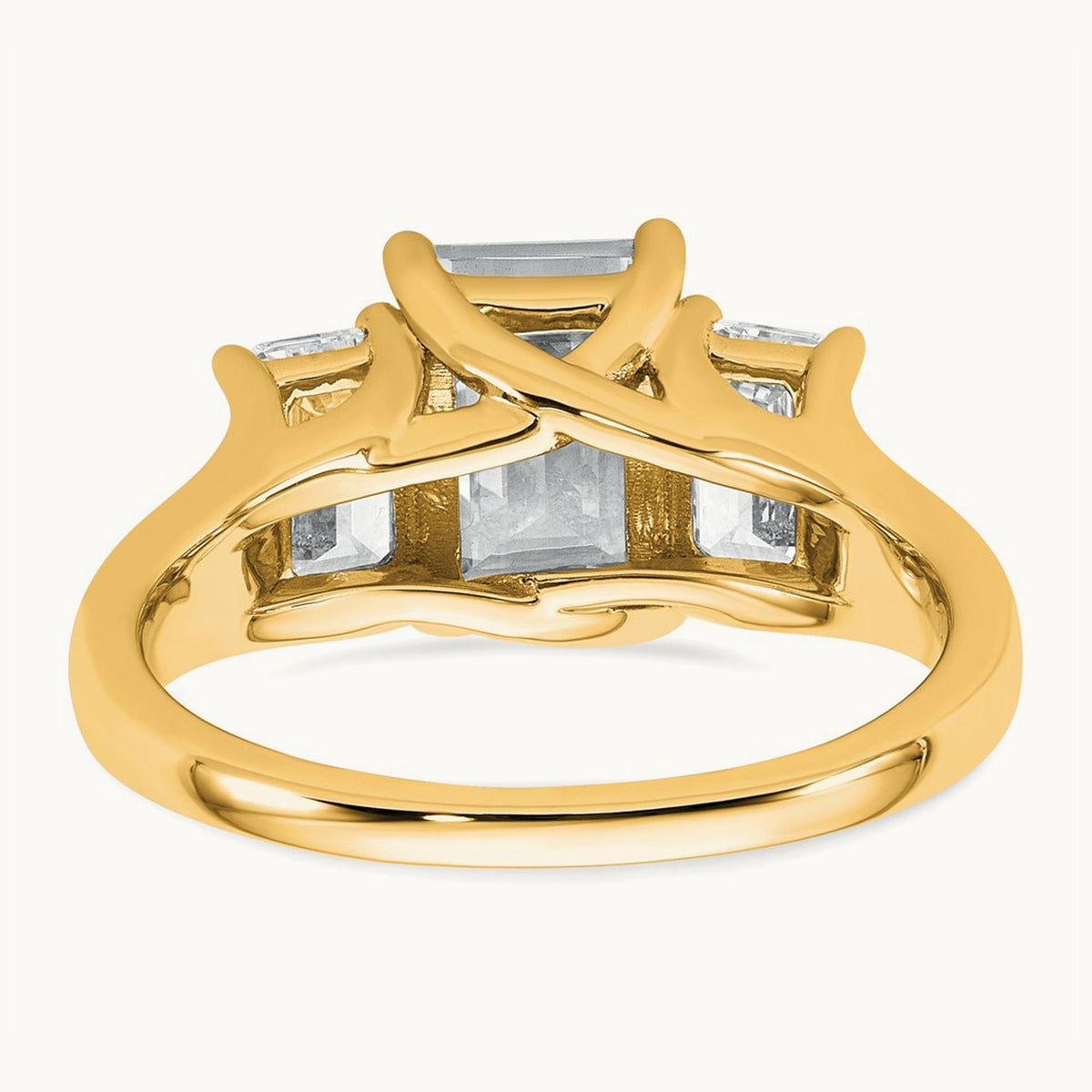 Emerald 3 Stone Engagement Ring, 1.50-3.25 ct tw Lab-Grown Diamond — 3 1/3 ct, 14K Yellow Gold