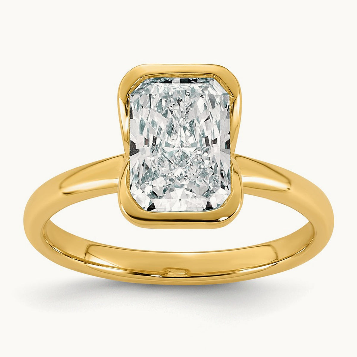 Radiant Half Bezel Engagement Ring, 2-4 ct Lab-Grown Diamond