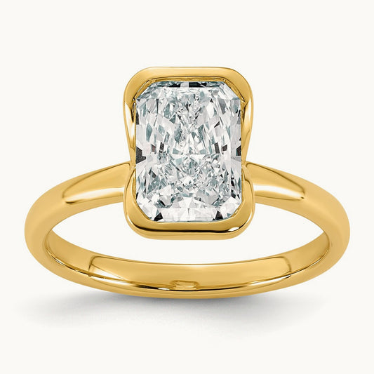 Radiant Half Bezel Engagement Ring, 2-4 ct Lab-Grown Diamond