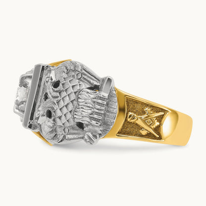 14ktt IBGoodman Men's Enamel & Dia 32nd Scottish Rite Masonic Ring