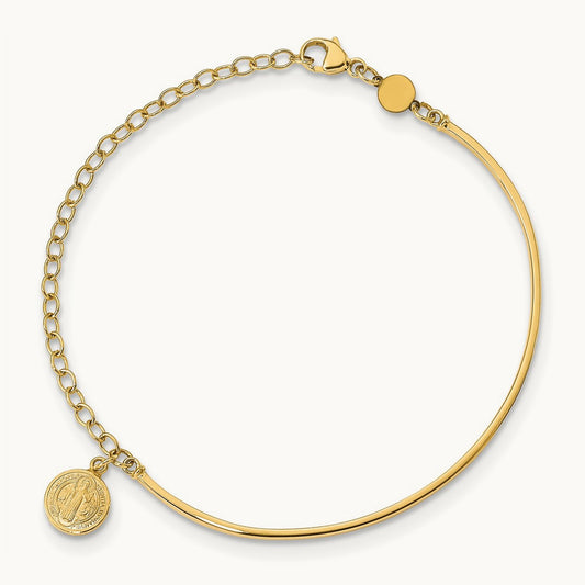 Polished Religious Bangle, 14K