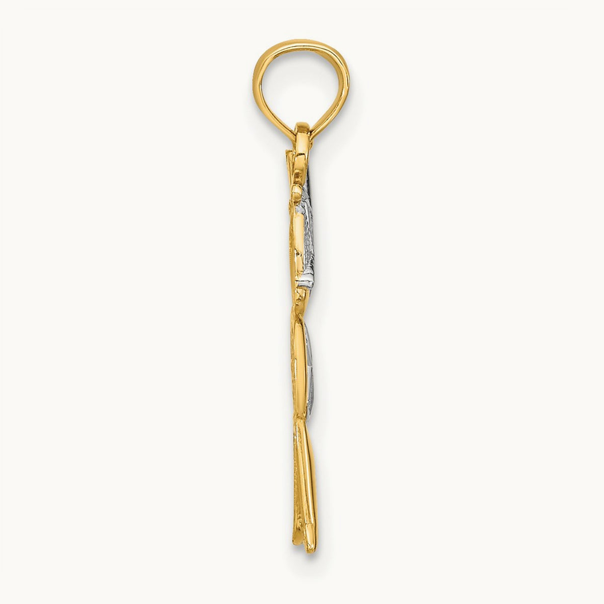 Textured w/Rhodium Boy Charm, 14K