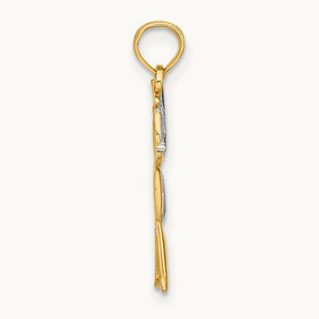 Textured w/Rhodium Boy Charm, 14K