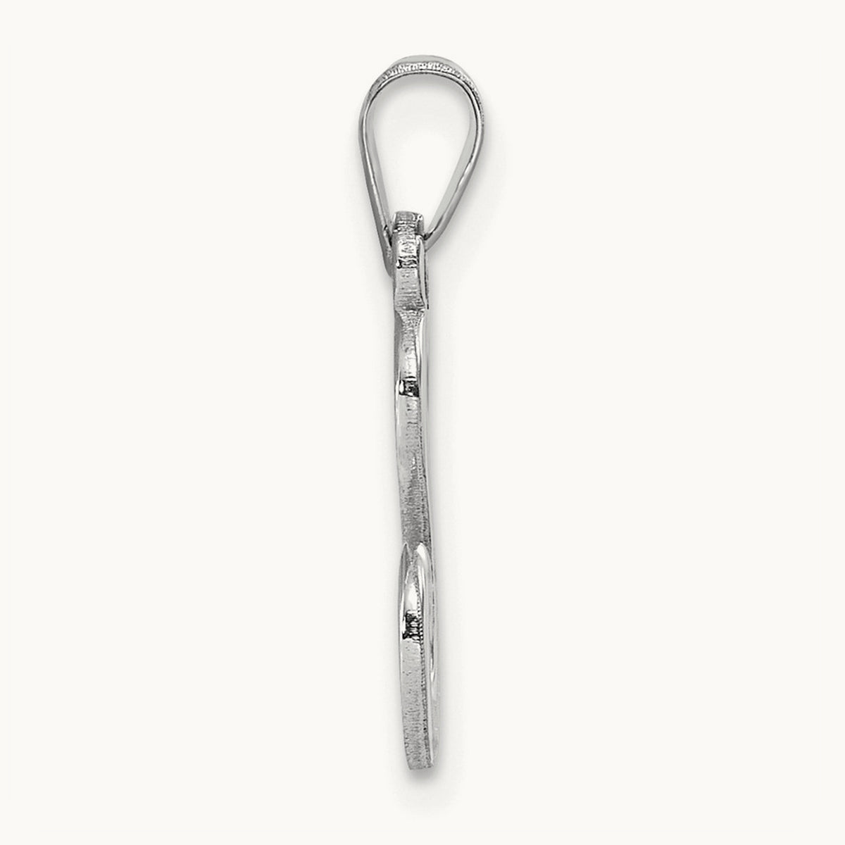 White Gold Script Letter S Initial Pendant, 14K White Gold