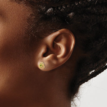 Peridot Post Earrings — 14K Yellow Gold