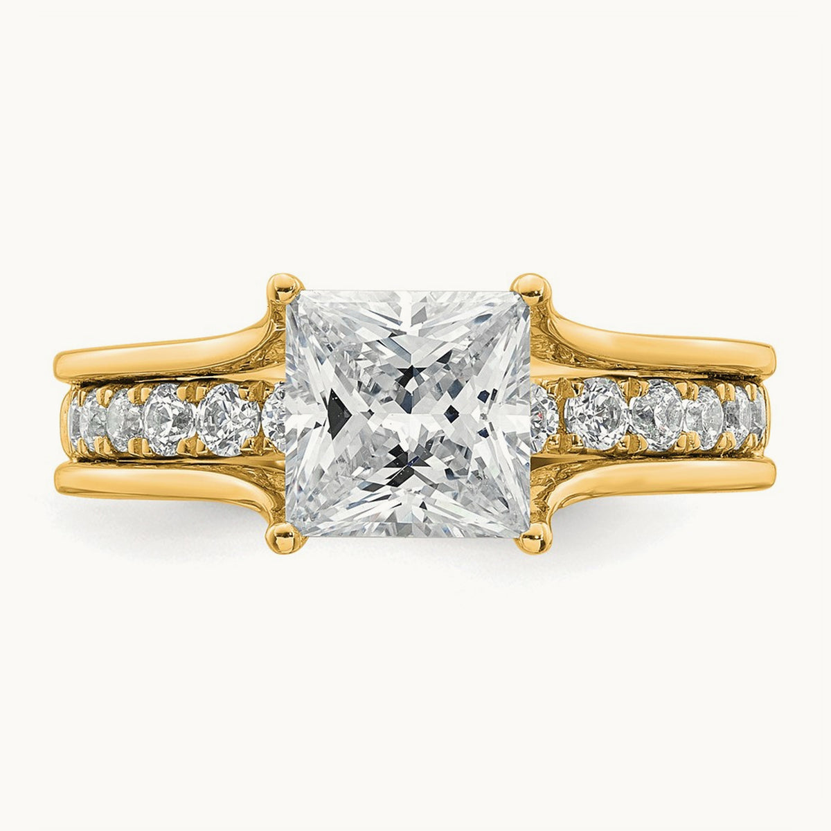 Princess Engagement Ring, 1.75-3.00 ct tw Lab-Grown Diamond — 2 1/2 ct, 14K Yellow Gold