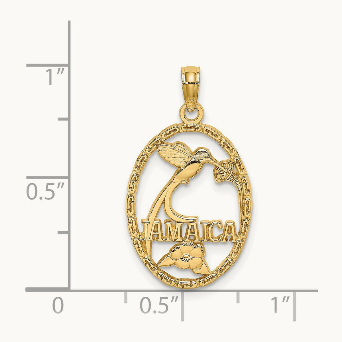 JAMAICA w/Bird and Flowers Charm, 14K