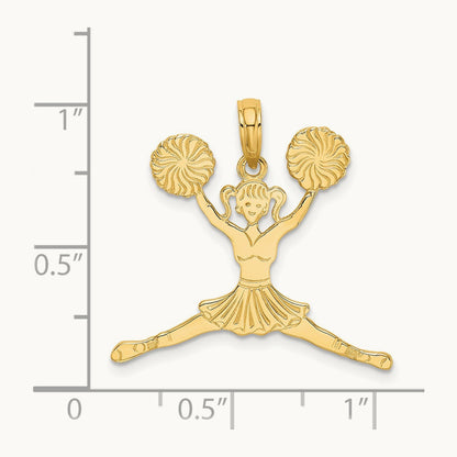 Cheerleader Jumping with Pom-Poms Charm, 14K