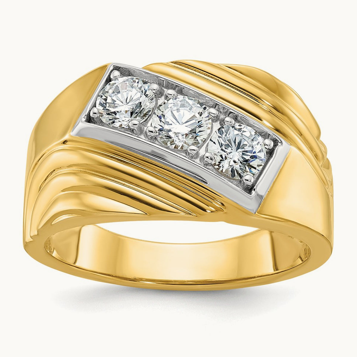 w/ RH IBGoodman Men's Polished & Grooved Diamond Ring — photo set