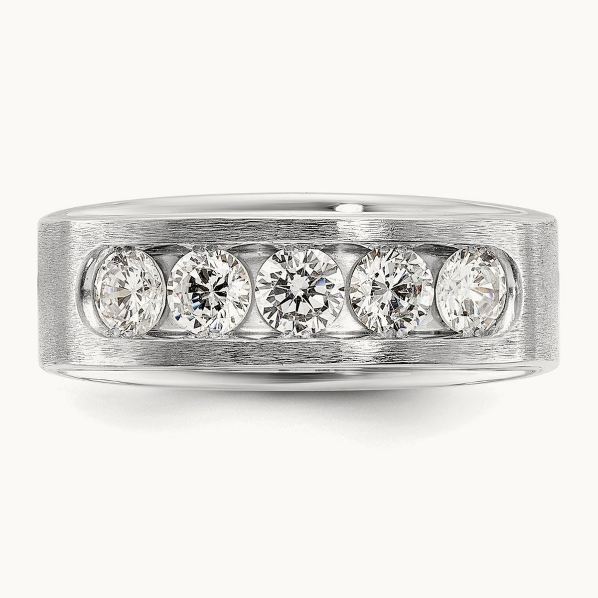 1ct Lab Grown Dia VS+ F+ Comp 5 Stone Men's Band, 14K White Gold