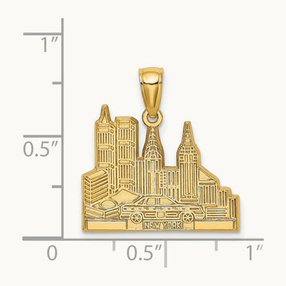 Cut-out New York Skyline with Taxi Charm, 14K