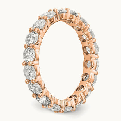 Polished Shared Prong 3ct Diamond Eternity Band, 14K Rose Gold