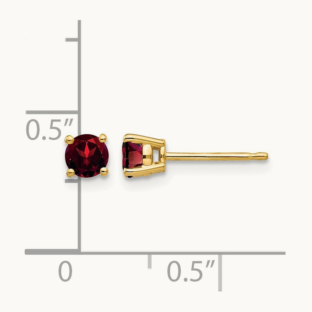Garnet Earrings, 4mm, 14K