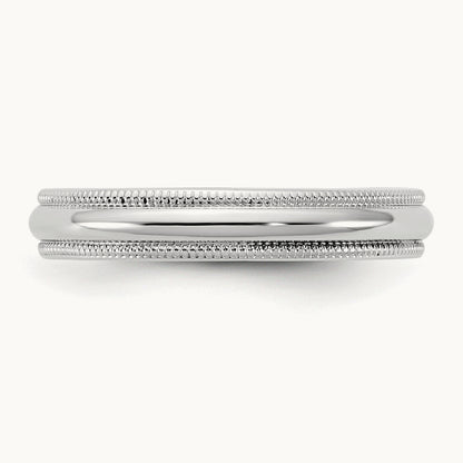 Milgrain Half Round Band, 3.5mm, 10K White Gold