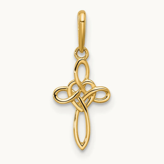 Polished Heart Celtic Cross Pendant, 14K