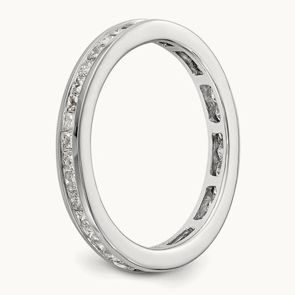 Polished 3ct Princess Channel Set Diamond Eternity Band, 14K Gold in 14K White Gold
