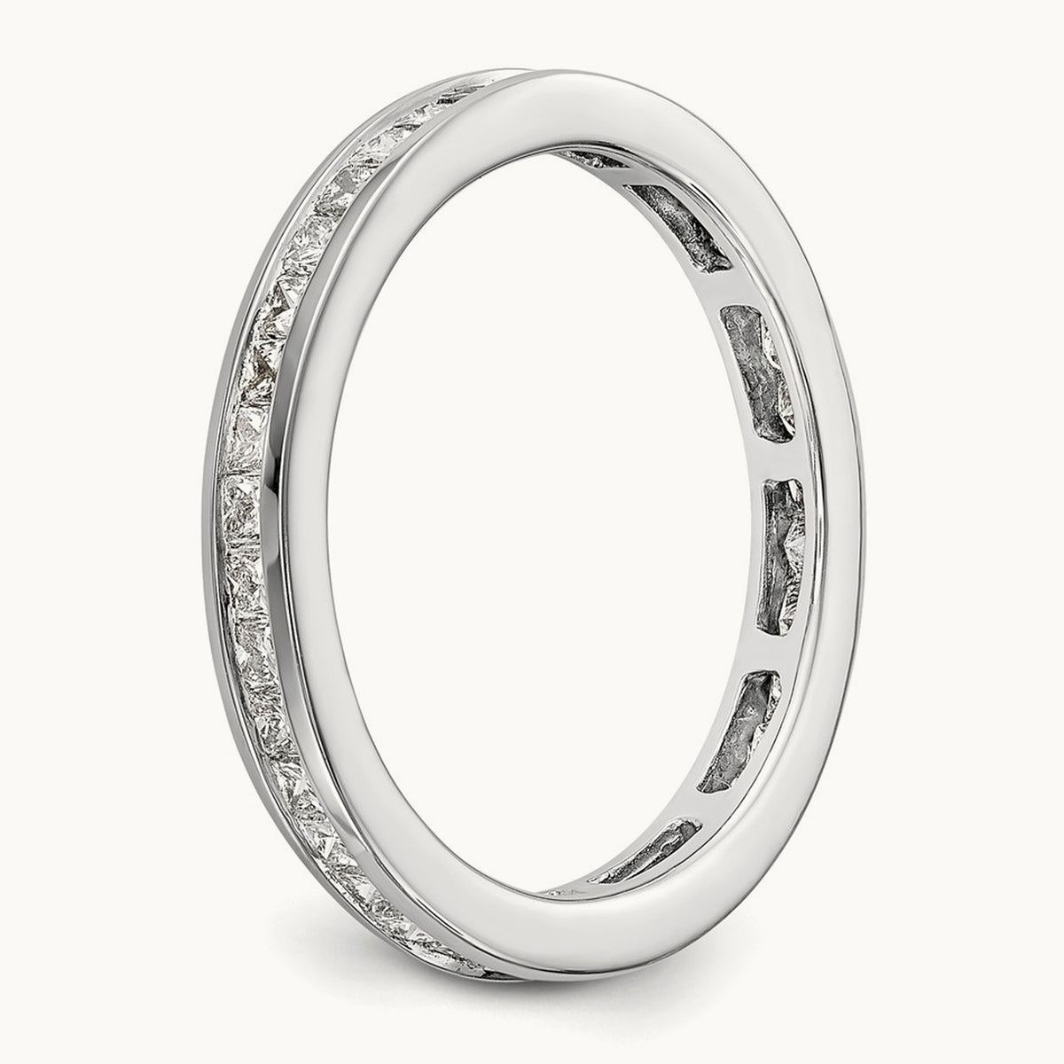 Polished 3ct Princess Channel Set Diamond Eternity Band, 14K Gold in 14K White Gold