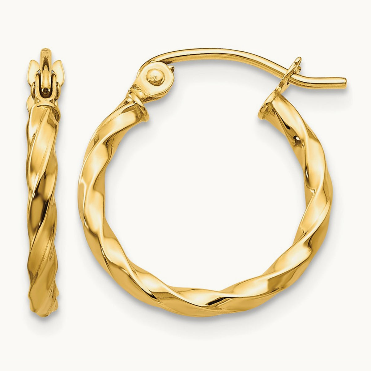 Twist Polished Hoop Earring — 12mm