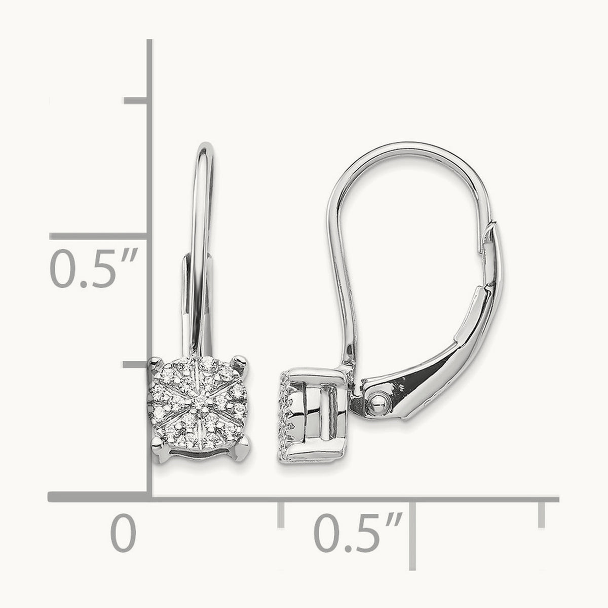 Diamond Cluster Leverback Earrings — 18mm