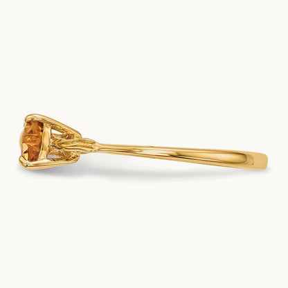 Polished Citrine Bow Ring, 14K Gold