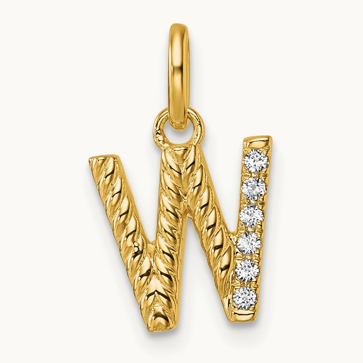 Twisted Diamond Charm — 14K Yellow Gold, W