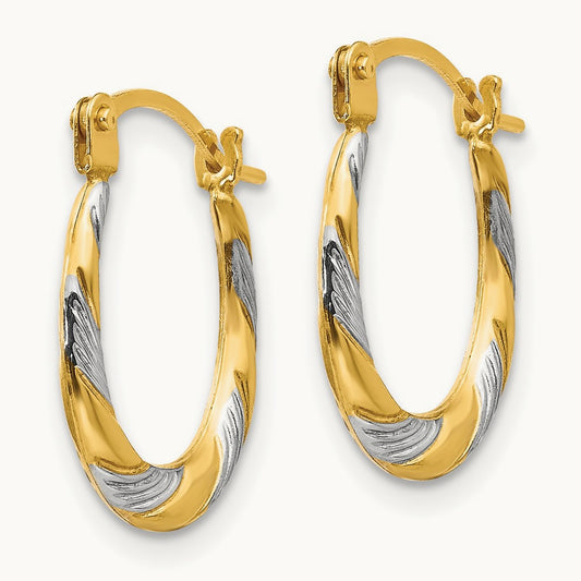 Madi K w/Rhodium Twist Hoop Earrings, 14K