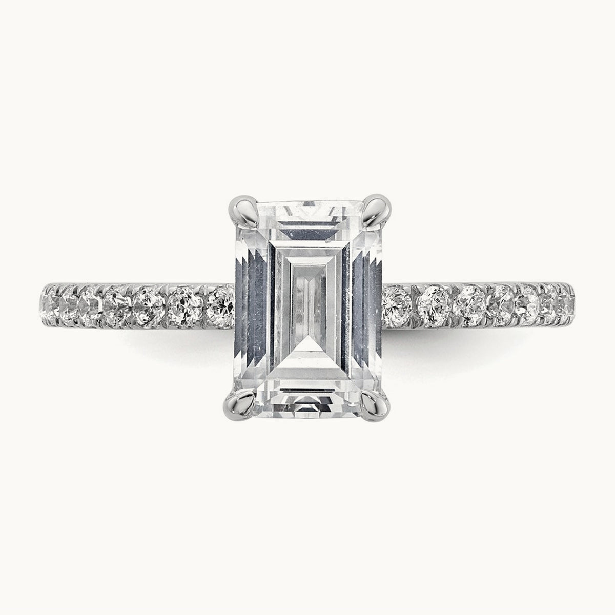 Emerald Solitaire Engagement Ring, 1.25-2.25 ct tw Lab-Grown Diamond — 14K White Gold, 7 (2)