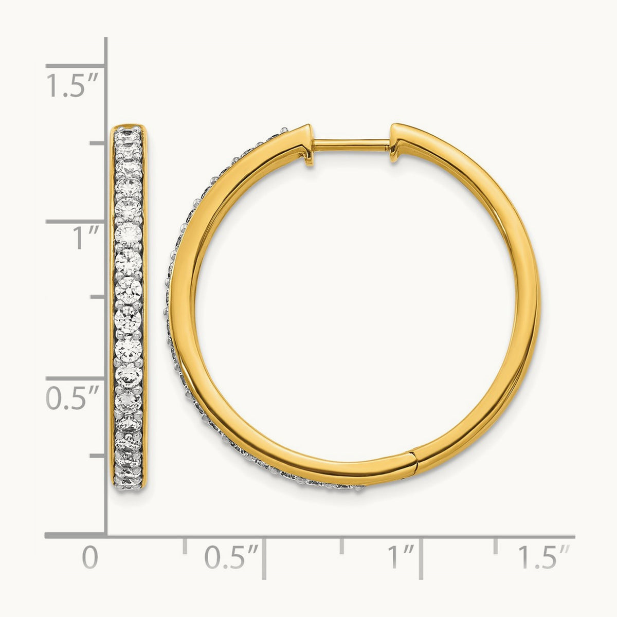 Diamond Hinged Hoop Earrings, 14K