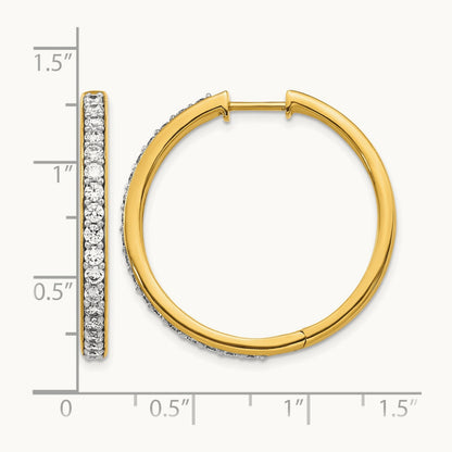 Diamond Hinged Hoop Earrings, 14K