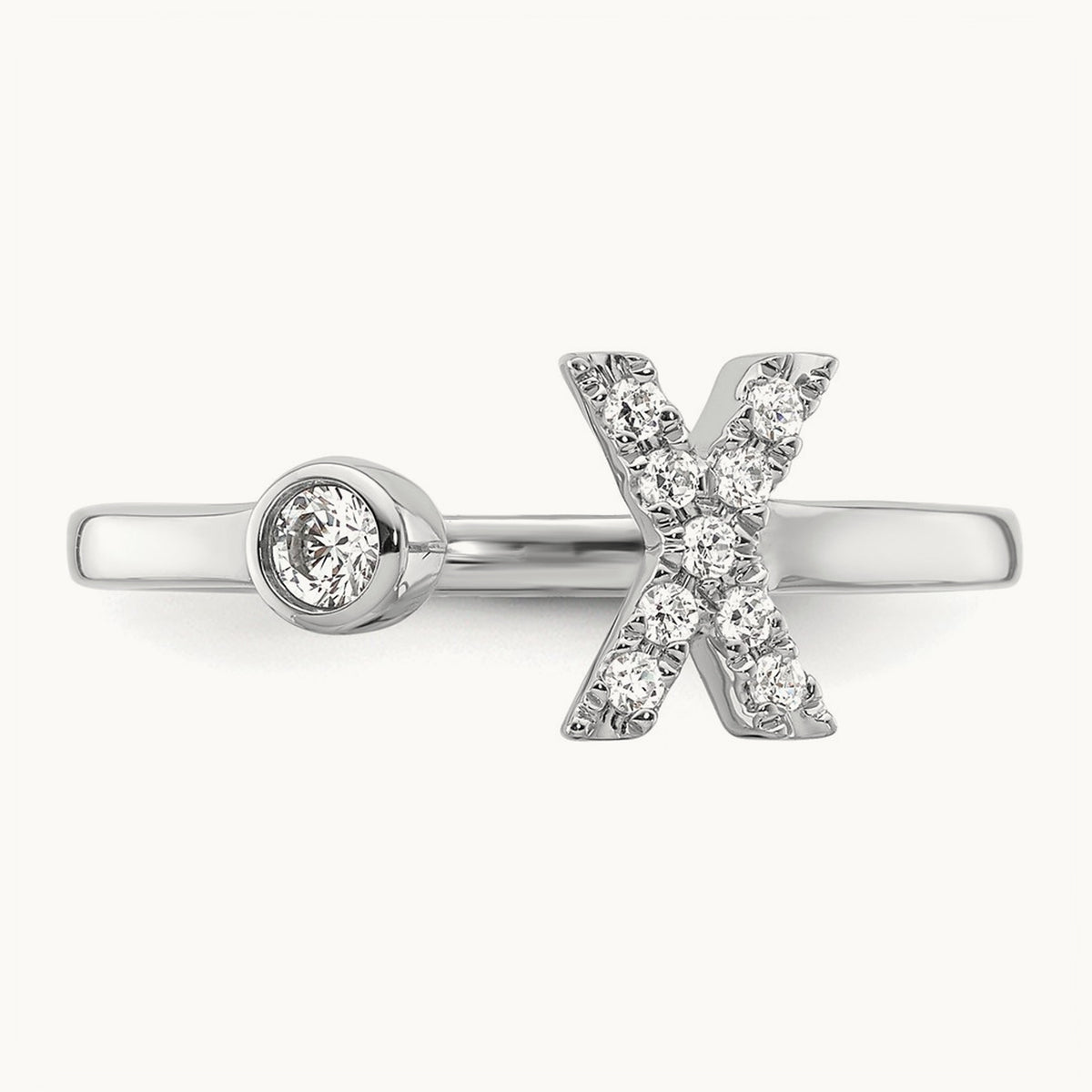 Initial X Adjustable Ring, 0.15 ct tw Lab-Grown Diamond