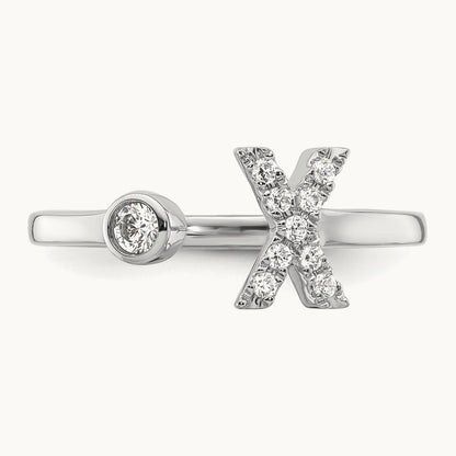 Initial X Adjustable Ring, 0.15 ct tw Lab-Grown Diamond